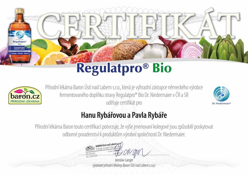 certigikát Dr. Niedermaier Regulatpro® Bio